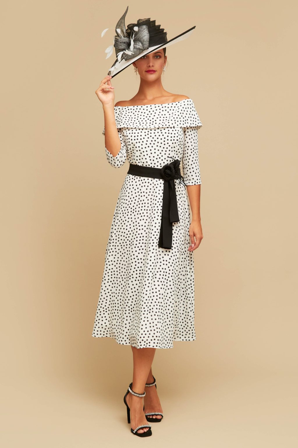 Short Bardot Dress With Sleeves.  Muscat. Size 14, 16 + 22. - Image 3