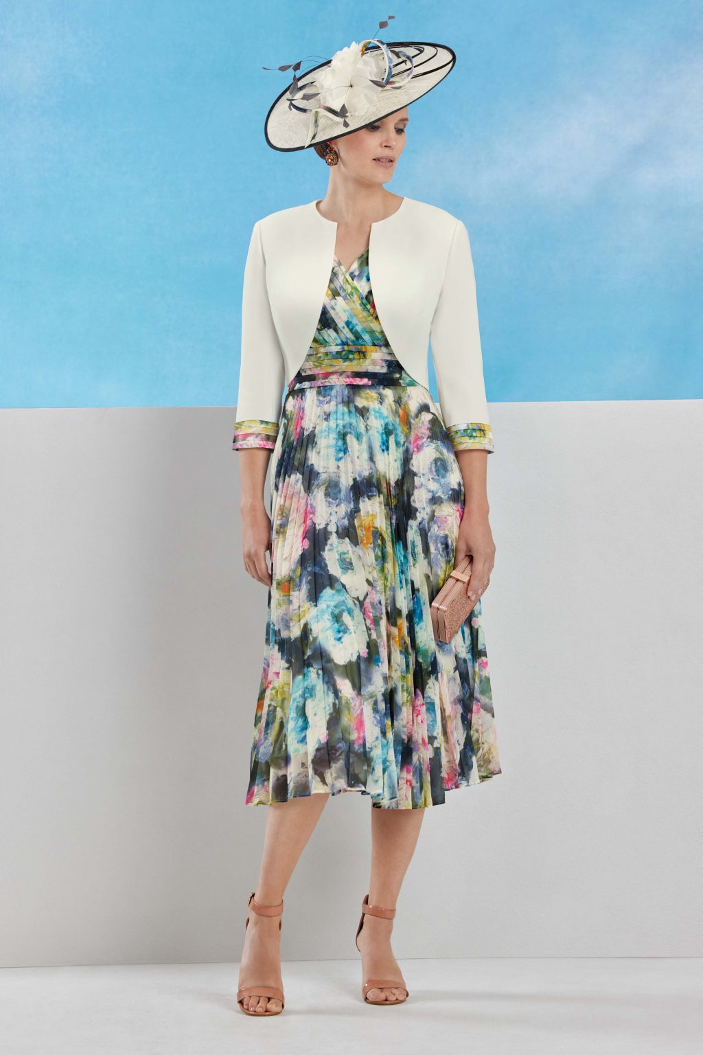 Mid Length Pleated Dress With Matching Jacket.  28901 - Image 2