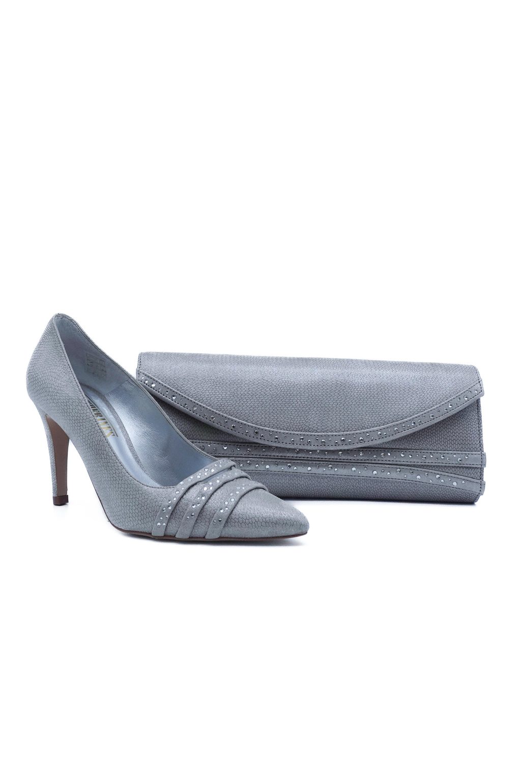 Mid Heel Silver Shoe & Matching Bag - GS20H
