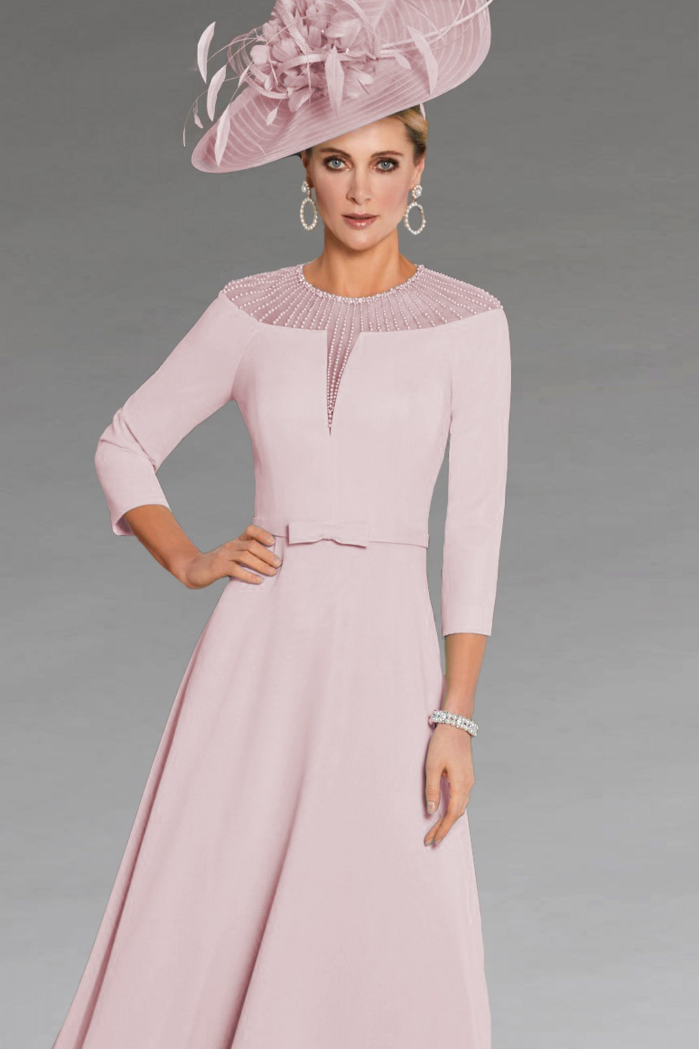 Mid Length Dress With Chiffon Skirt. 70292B - Catherines of Partick