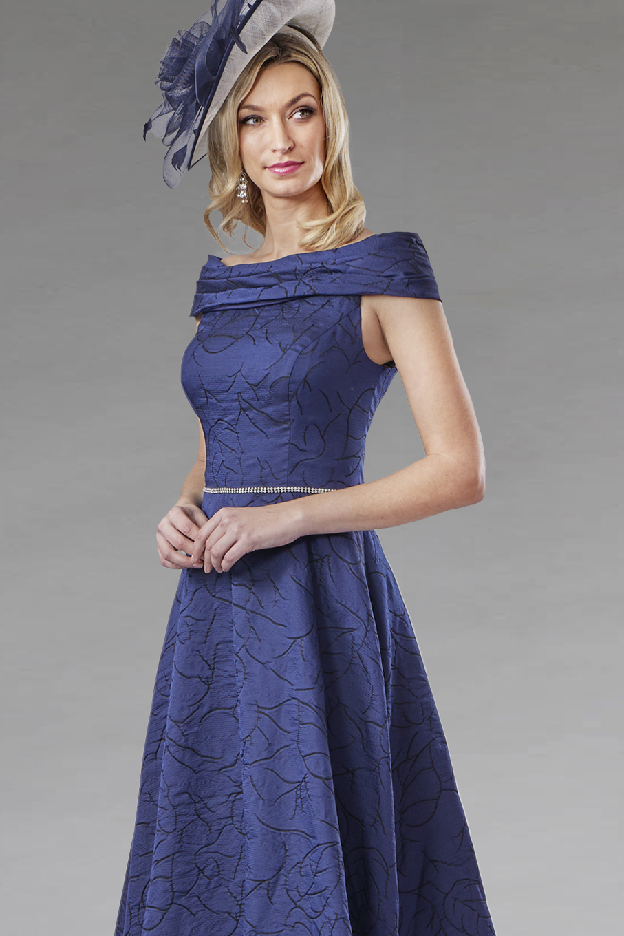 Dipped Hem Dress With Diamante Trim. VO8127 size 14 - Catherines of Partick