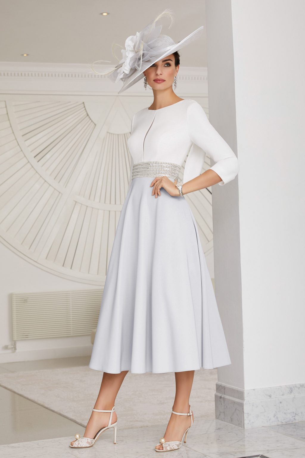 Mid Length Dress with Full Skirt and Sleeves. 29829a - Catherines of ...