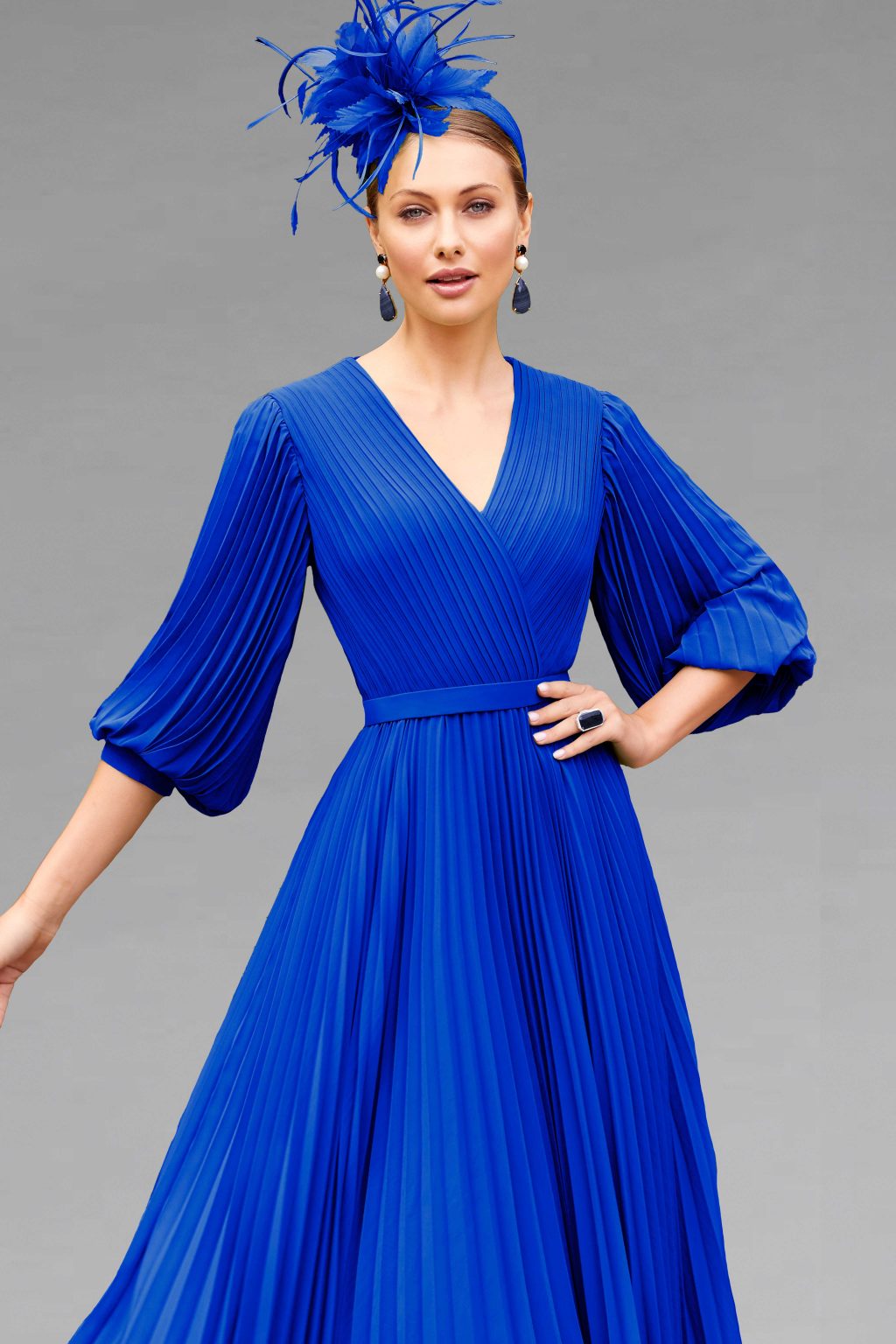 Mid Length Chiffon Dress with Sleeves. 70196a Catherines of Partick