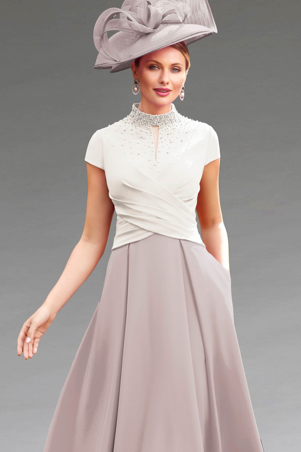Mid Length Dress with Full Skirt and Cap Sleeves. 29832