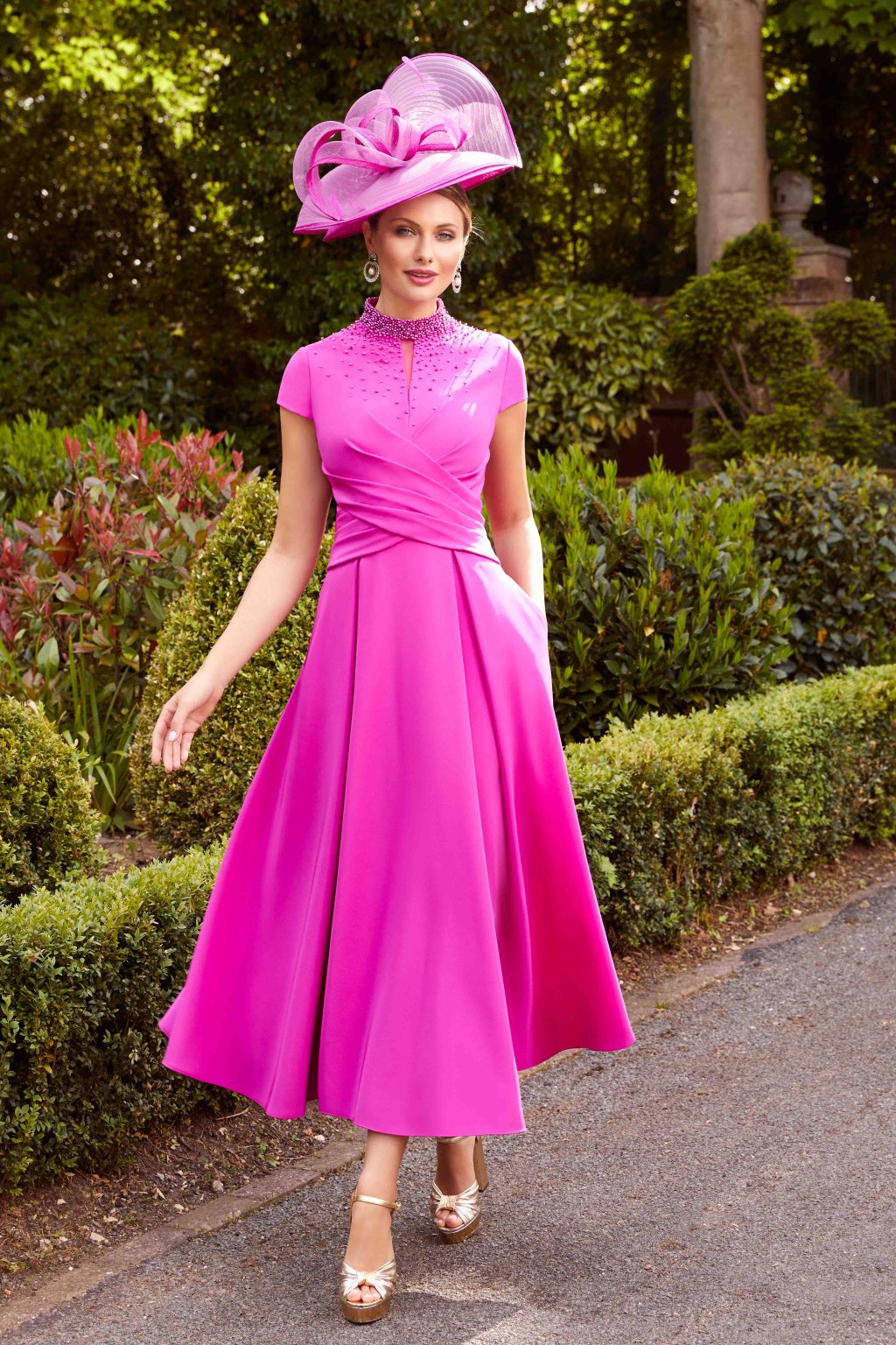 Mid Length Dress with Full Skirt and Cap Sleeves. 29832 - Image 3