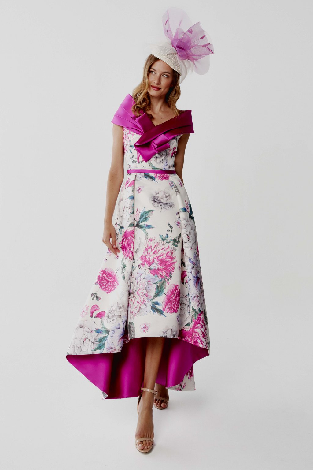 Floral Print Dip Hem Dress with Wrap. 2402 - Image 2