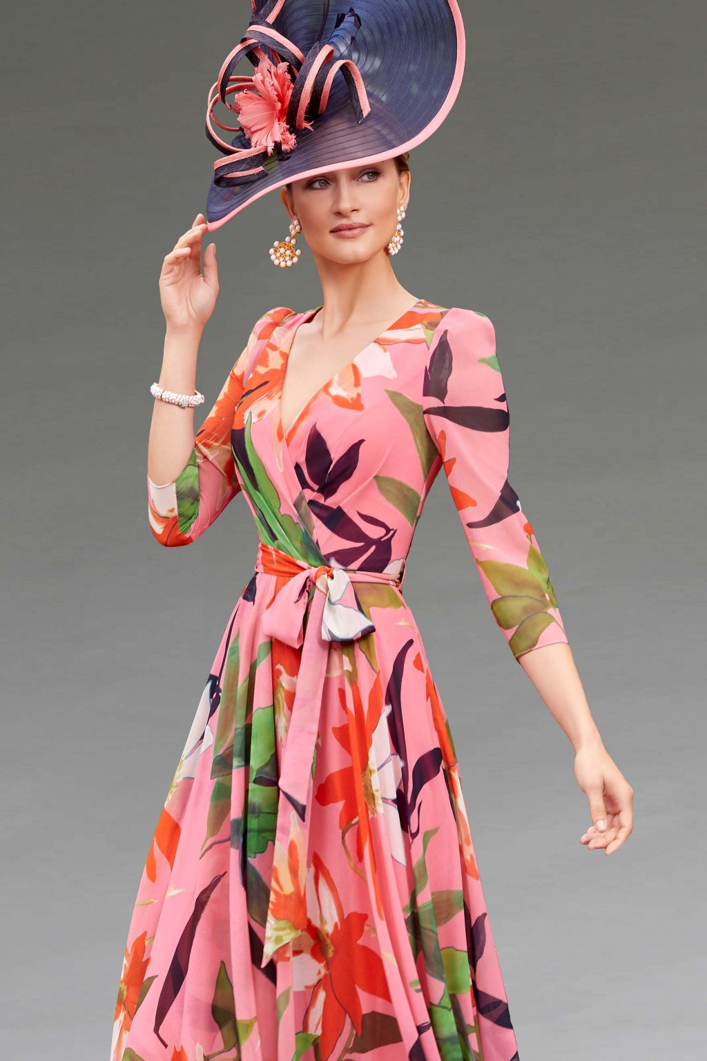 Mid Length Chiffon Dress with Sleeves. 70184