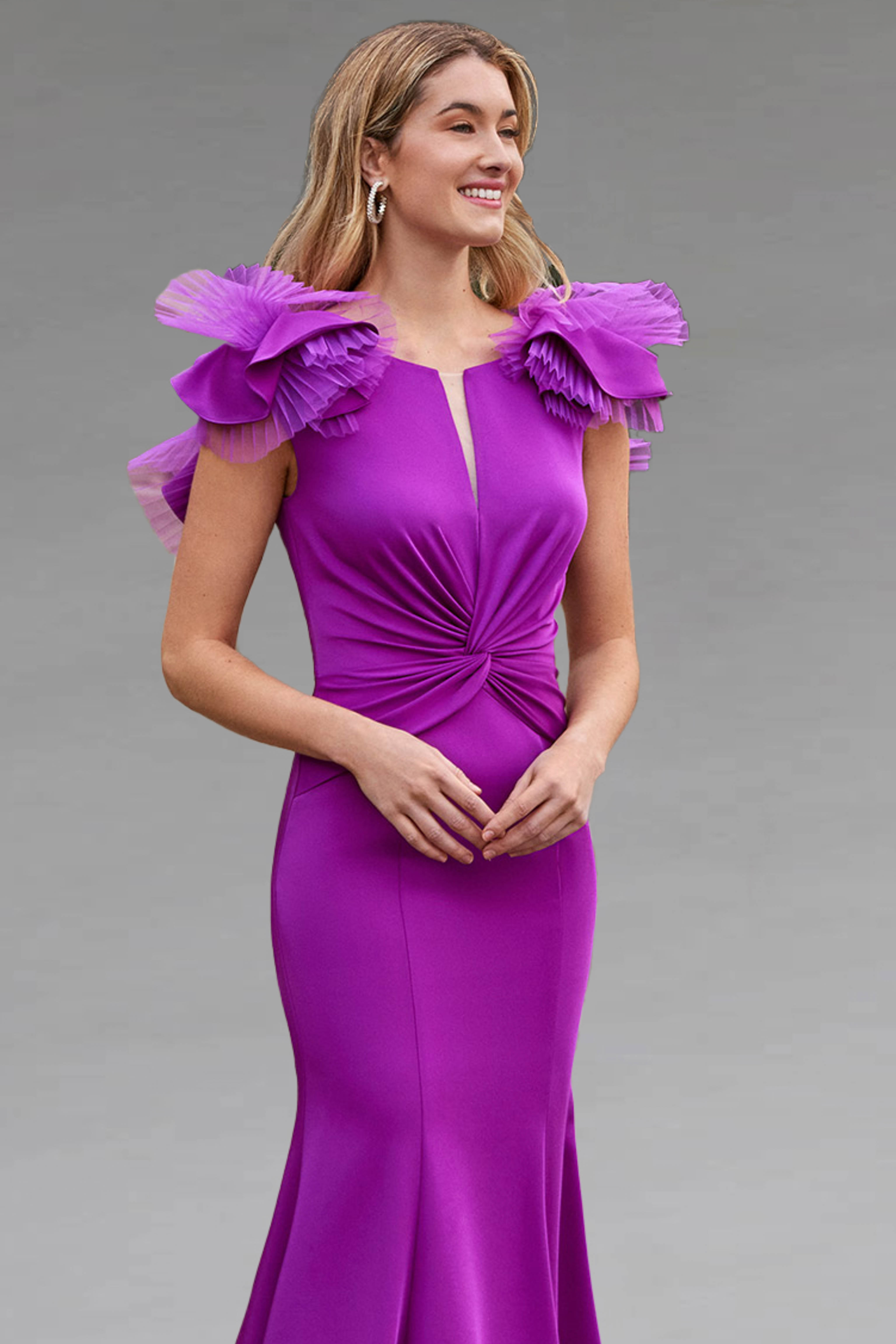 Mid Length Dress with Dip Hem Fluted Skirt. Rosa Clara 2g896