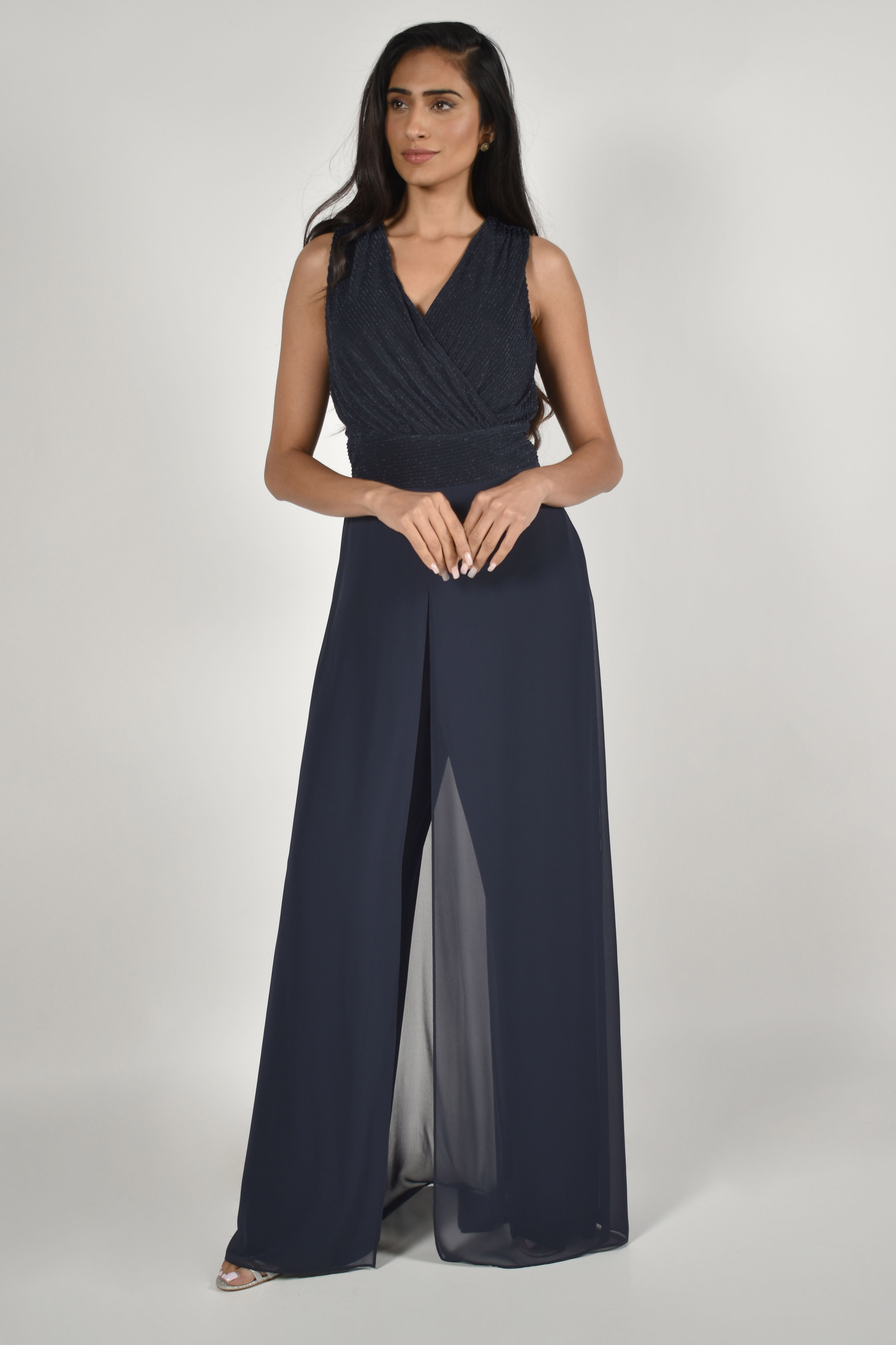 Wide Leg Jumpsuit With V Neck. 777810 - Catherines of Partick