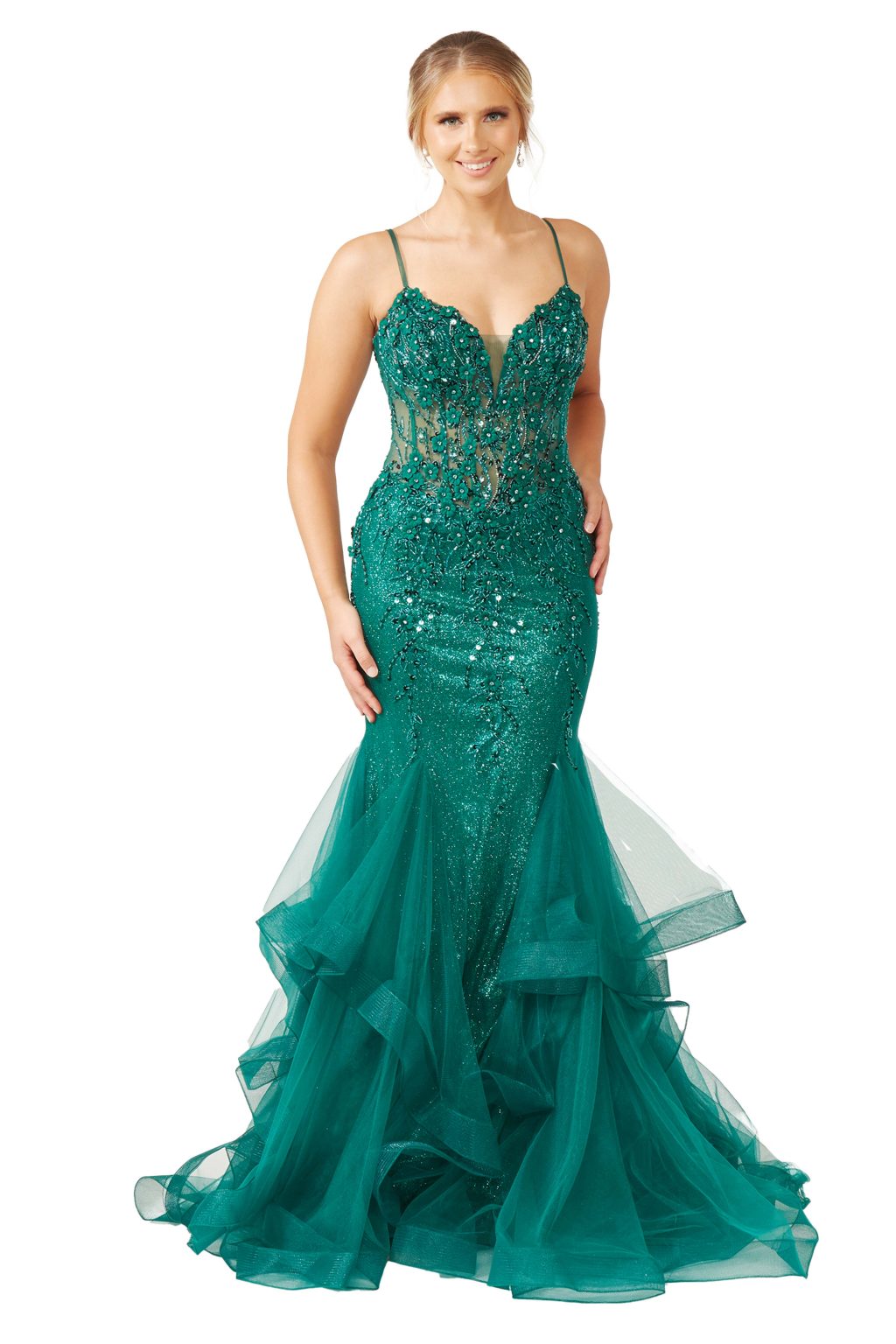 Floor Length Fishtail Embellished Dress. AF78598