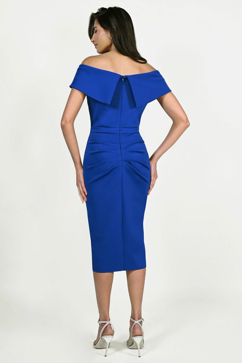 Short Fitted Bardot Dress with Ruffle. 770836 - Image 3