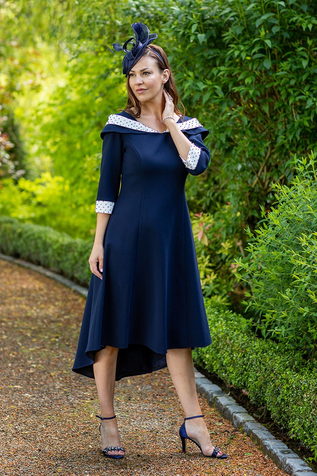 Short Dipped Hem Dress With Sleeves.  7538 - Image 2