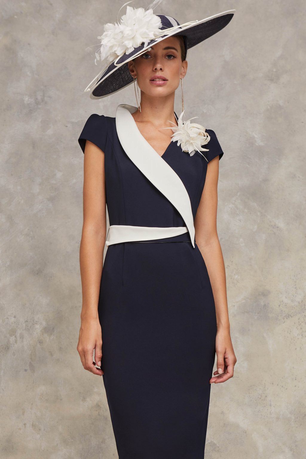 Short Fitted Dress With Wide Collar. Dali