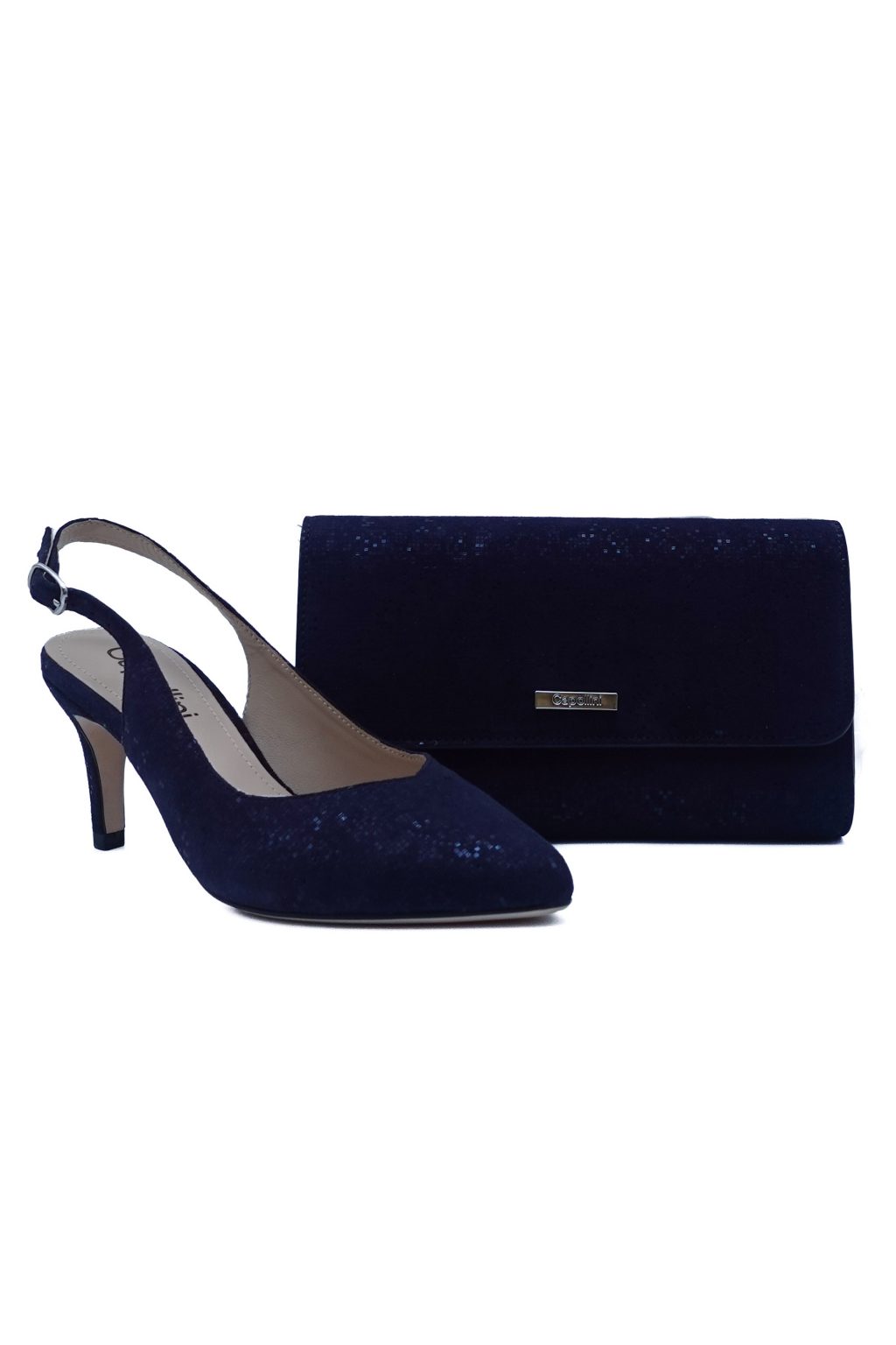 Low Heeled Slingback Shoe & Matching Bag.  C22A