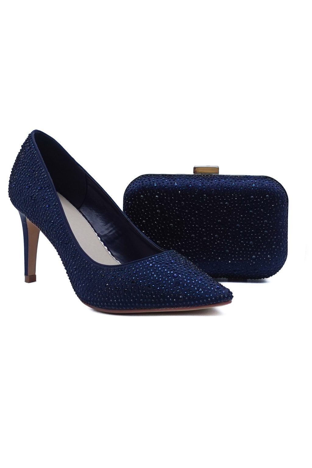 Mid Heel Silver Shoe & Matching Bag - PB22A