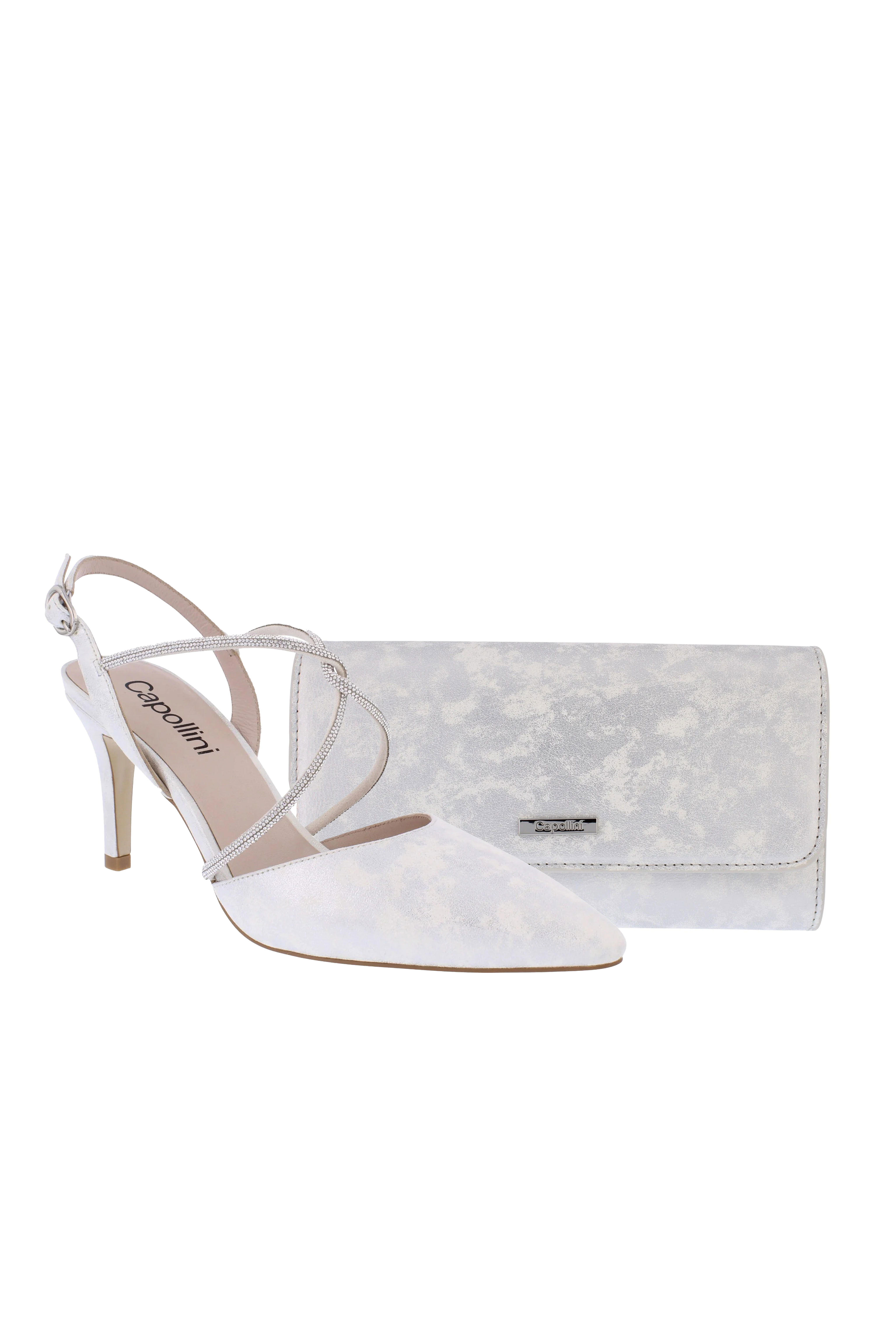 Mid Heel Shoe With Diamante Strap Matching Bag. C23E Catherines of Partick