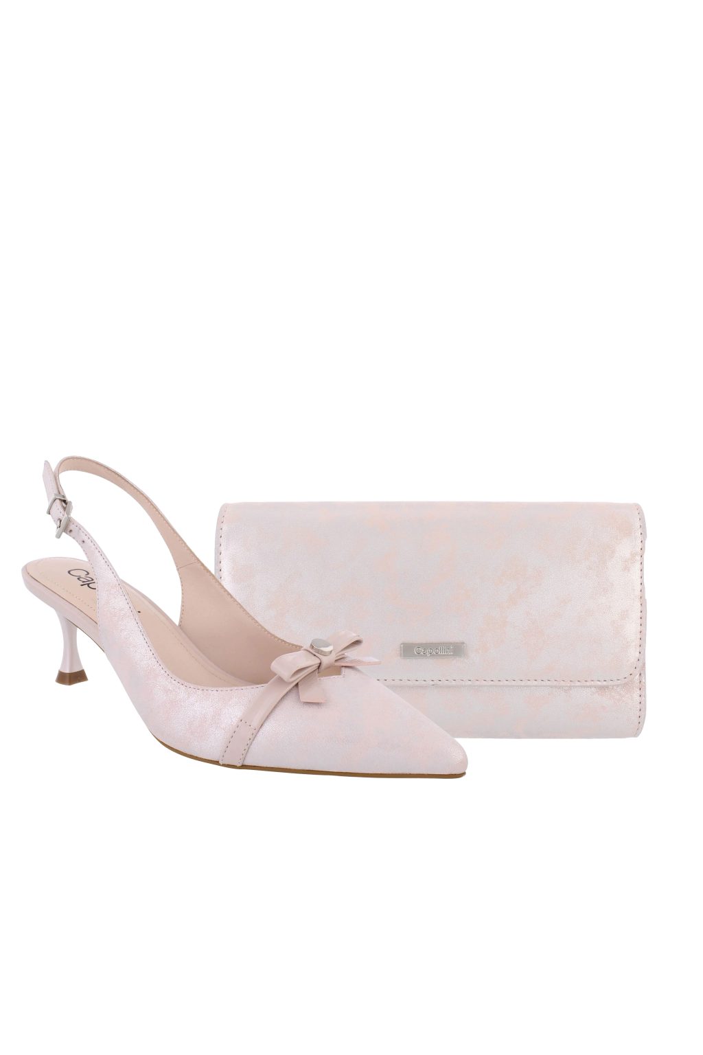 Low Heel Slingback Shoe & Matching Bag.  C23B