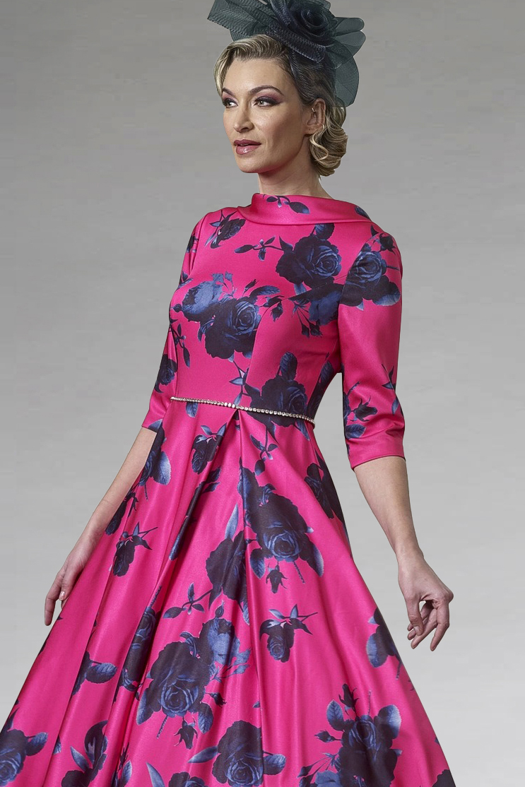 Floral Printed Dress With Full Skirt. VO0328 - Catherines of Partick