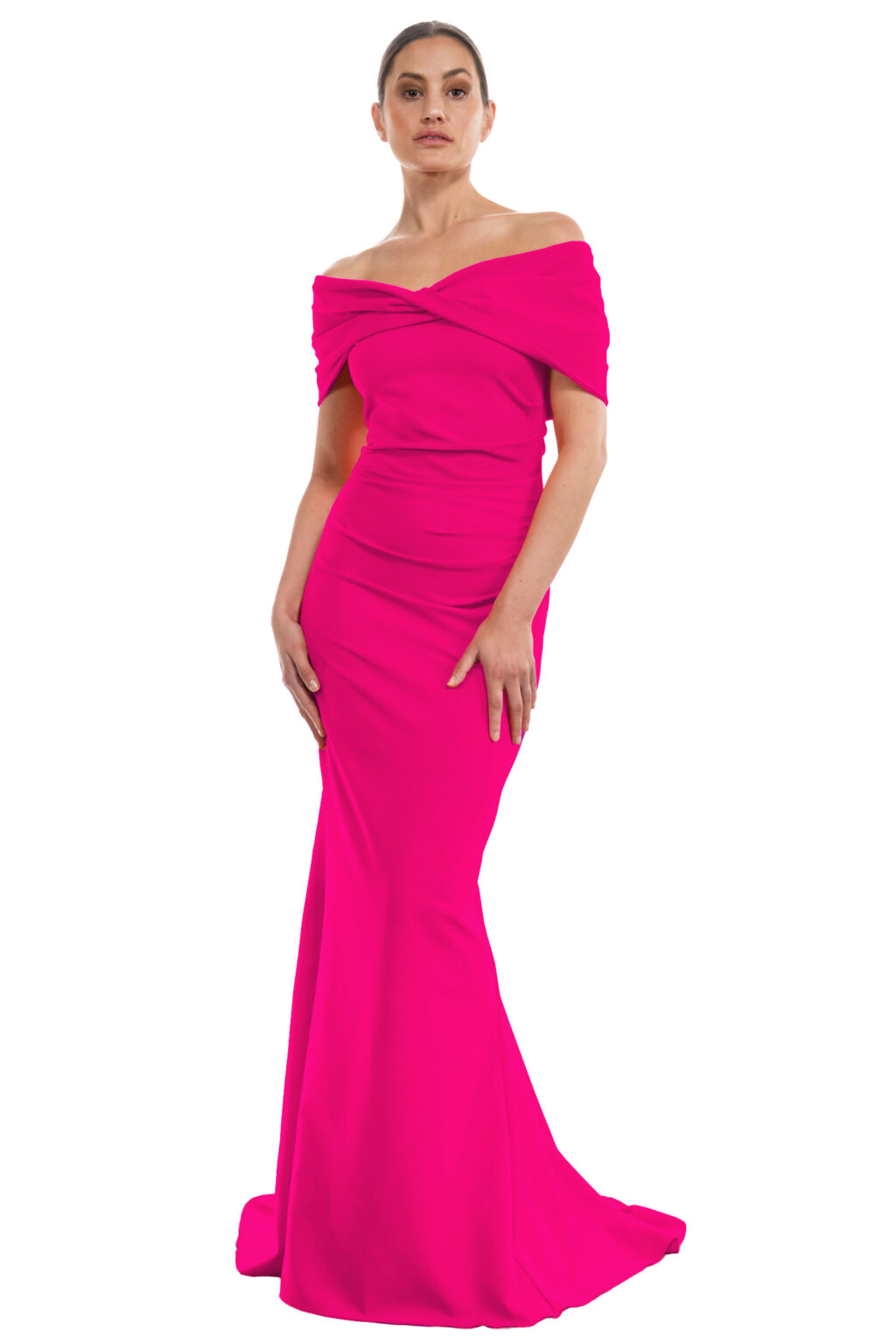 Full Length Dress With Twisted Bardot. Kacey - Image 3