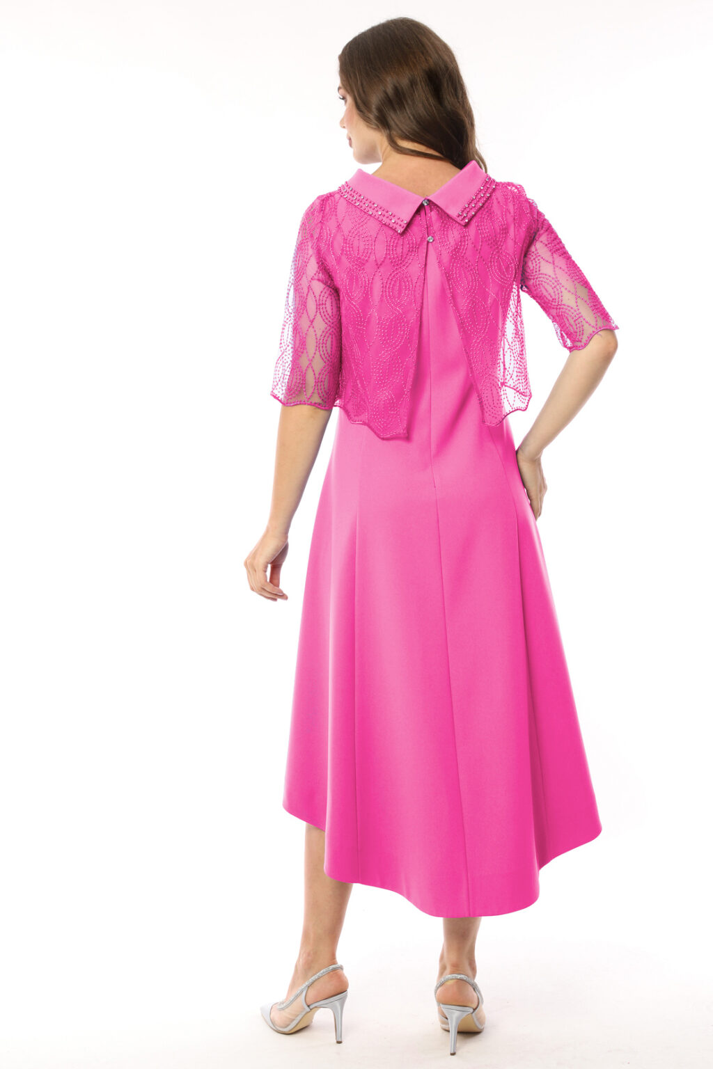 Dipped Hem Dress With Lace Top. 7349 - Image 3