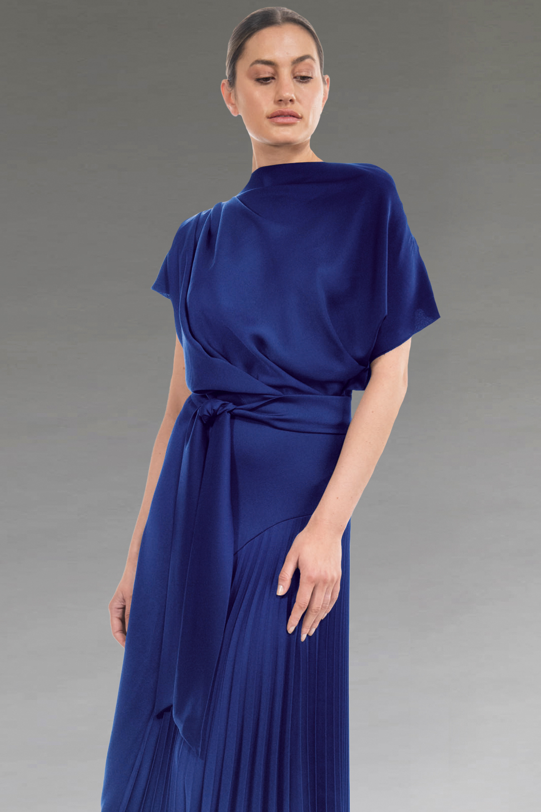 Asymmetrical Dress With Pleated Skirt. Mila - Catherines of Partick
