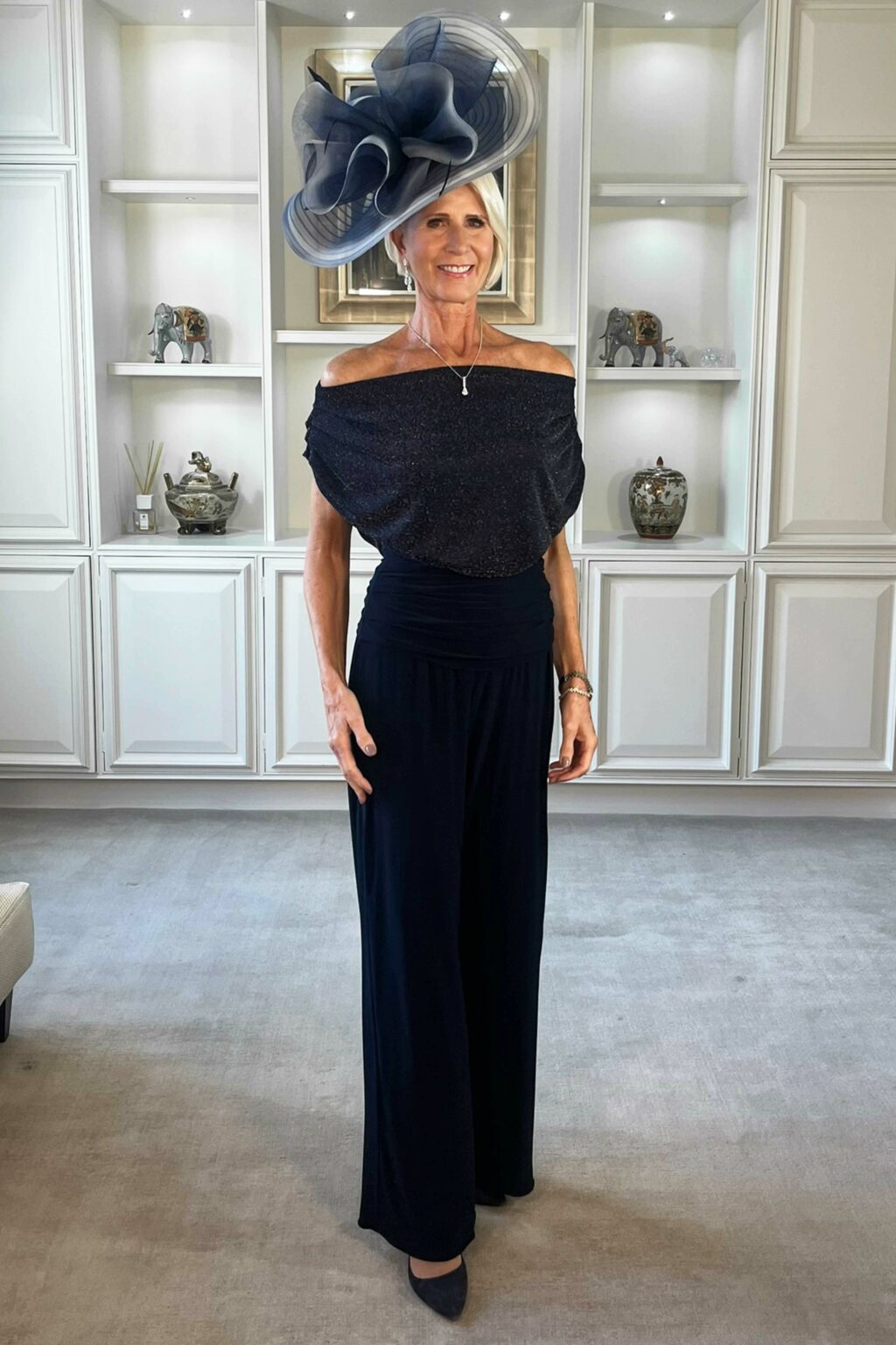 Wide Leg Jersey Jumpsuit. Atom Label Carbon Sequin - Image 2