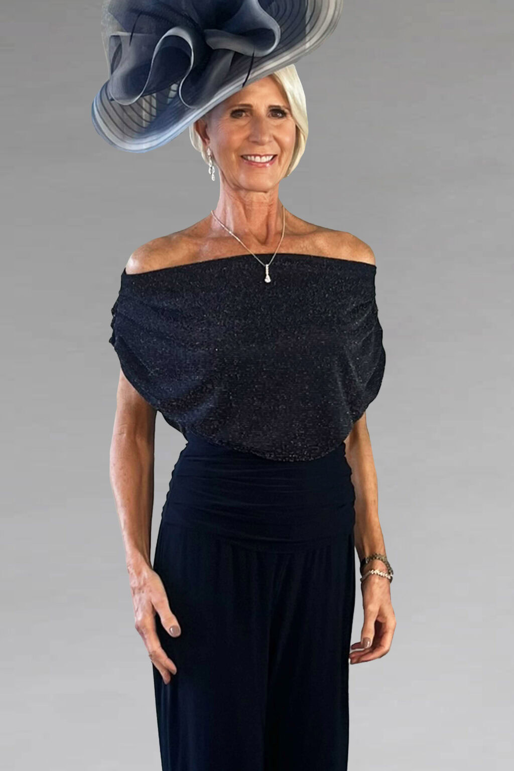 Wide Leg Jersey Jumpsuit. Atom Label Carbon Sequin