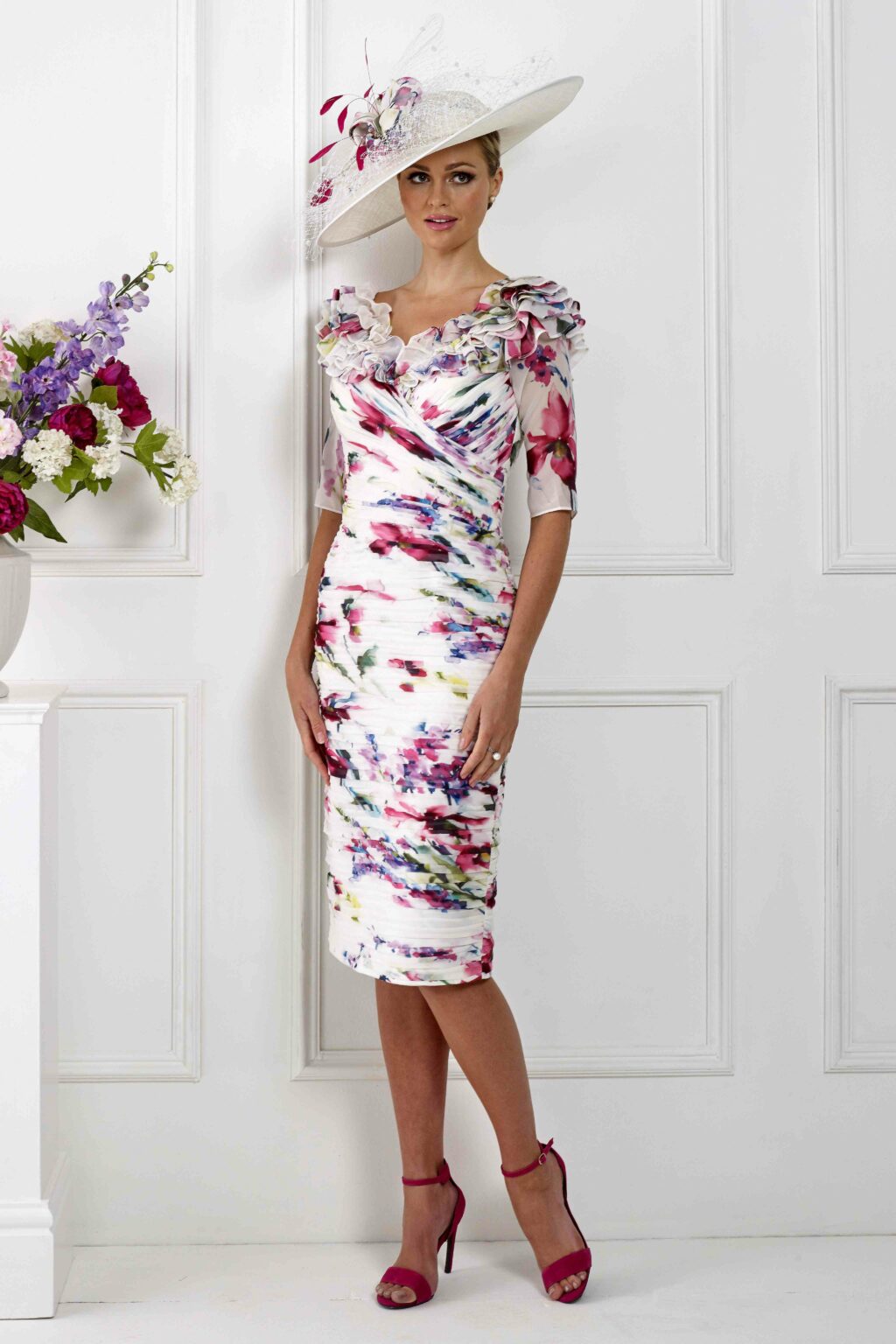Short Fitted Dress With Sleeves. IRIS880 - Catherines of Partick