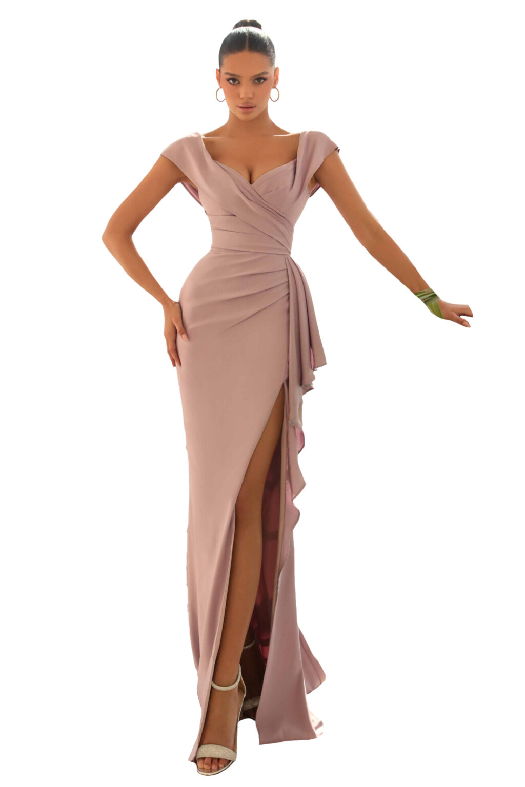 Full Length Dress With Ruffle Detail.  NC8959