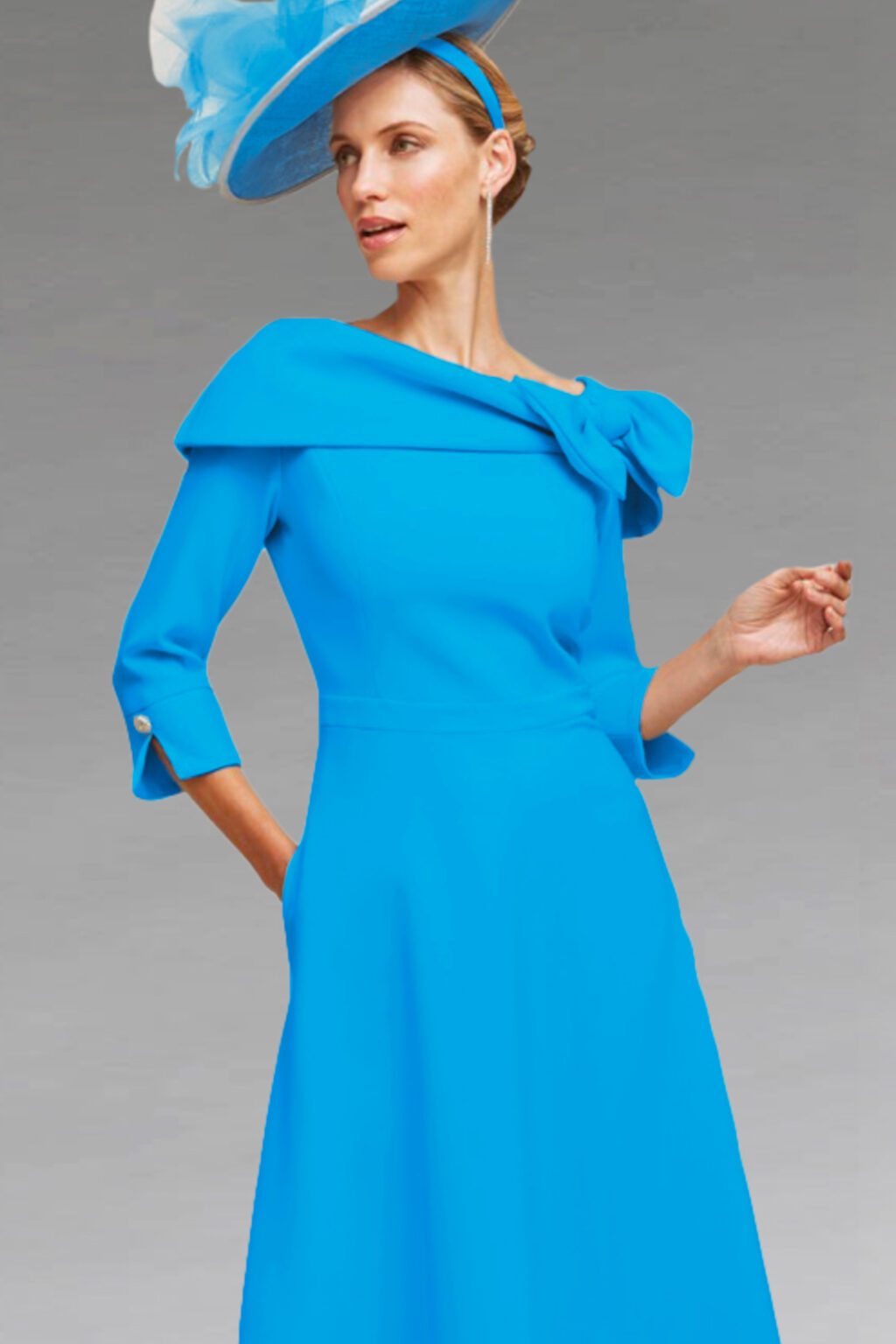 Mid Length Dress With Bow Detail. Berna
