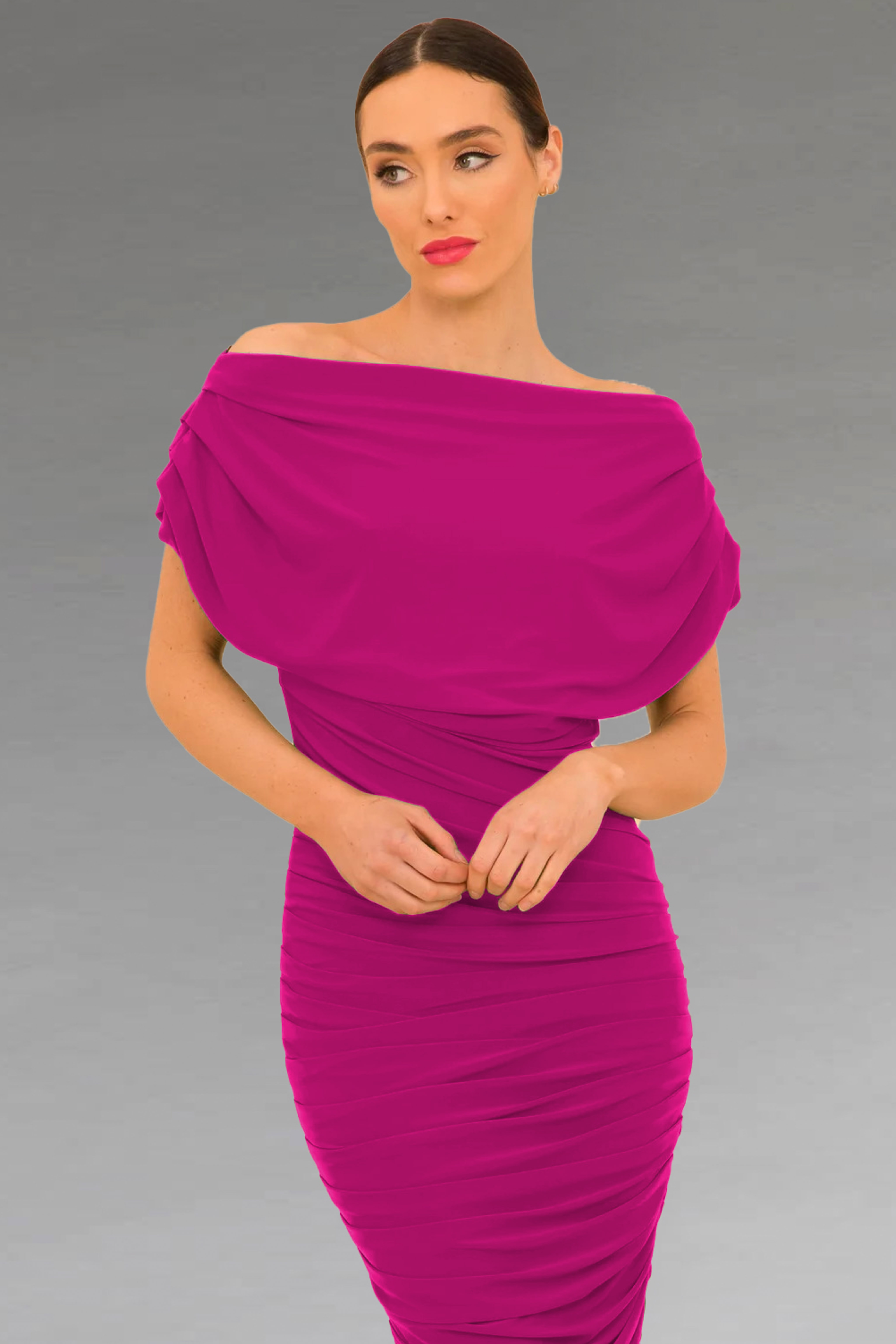 Short Fitted Dress With Ruched Detailing. Oxygen - Catherines of Partick