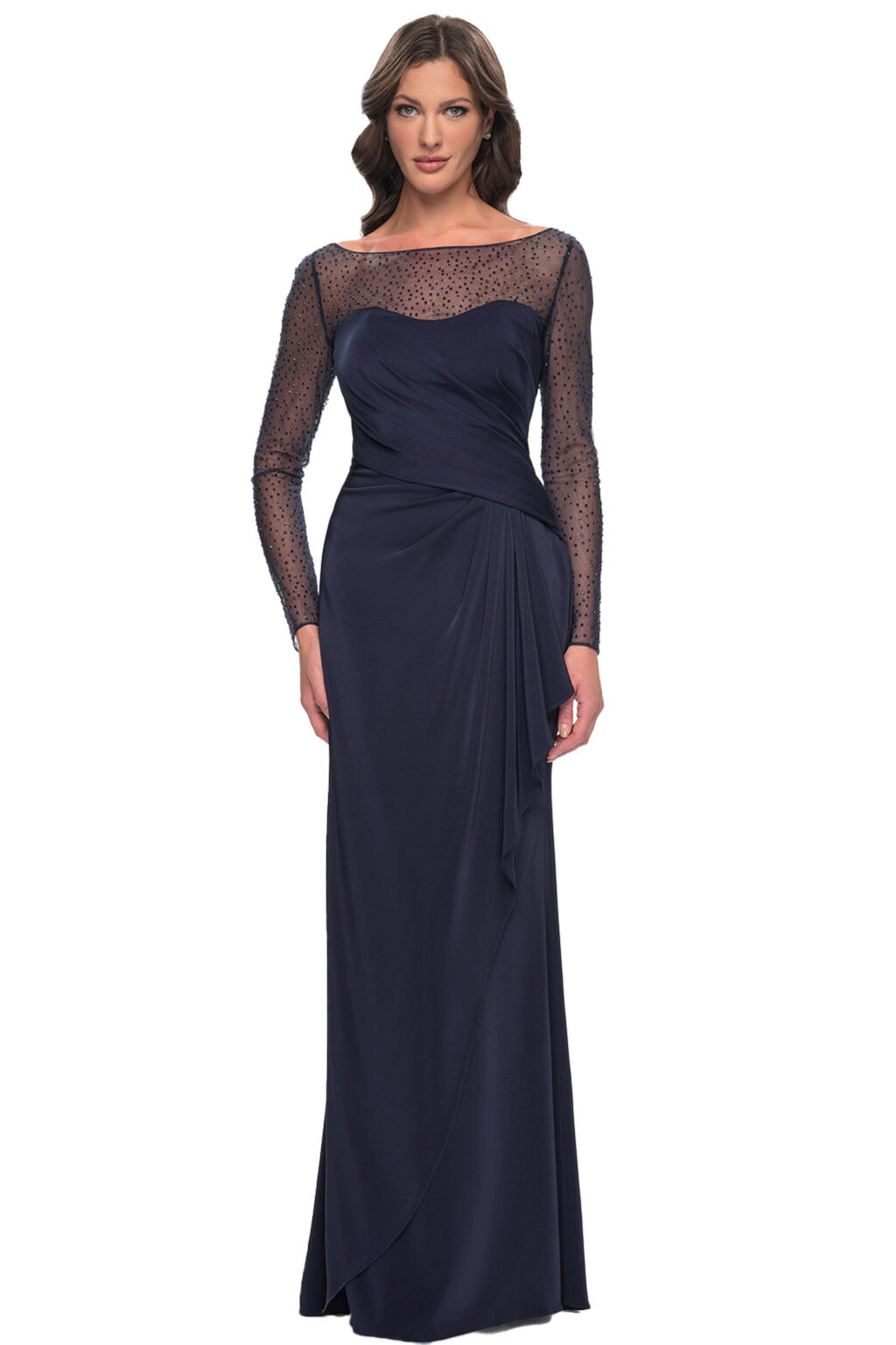 Full Length Dress With Beaded Sleeves. 69191