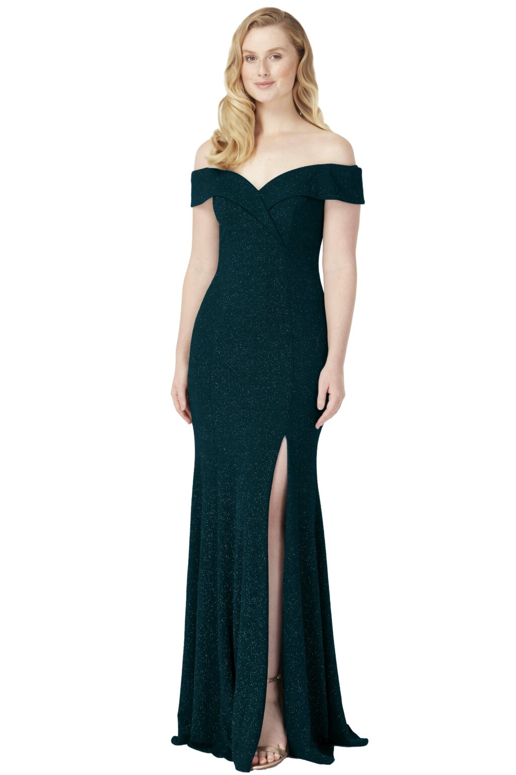 Full Length Dress With Bardot Neck. 08971