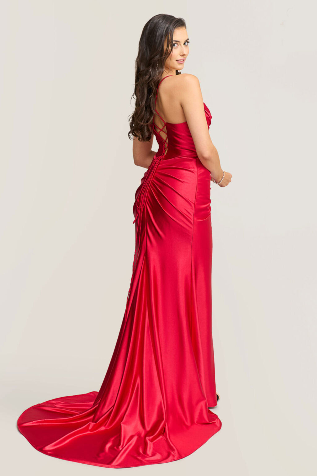 Full Length Fitted Dress With Corset Back. F28894 - Image 2