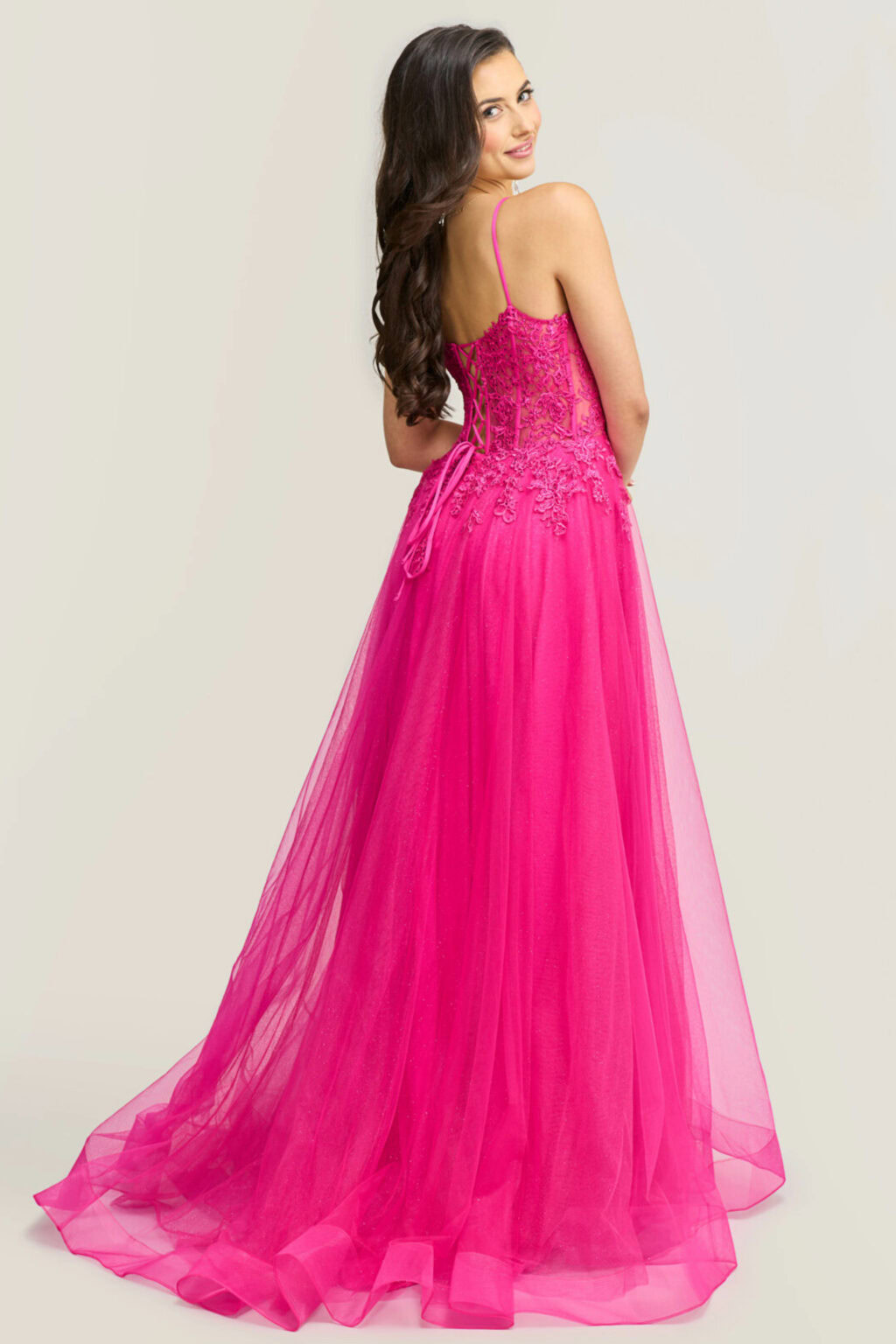 Full Length Dress With Full Tulle Skirt. S19919 - Image 3