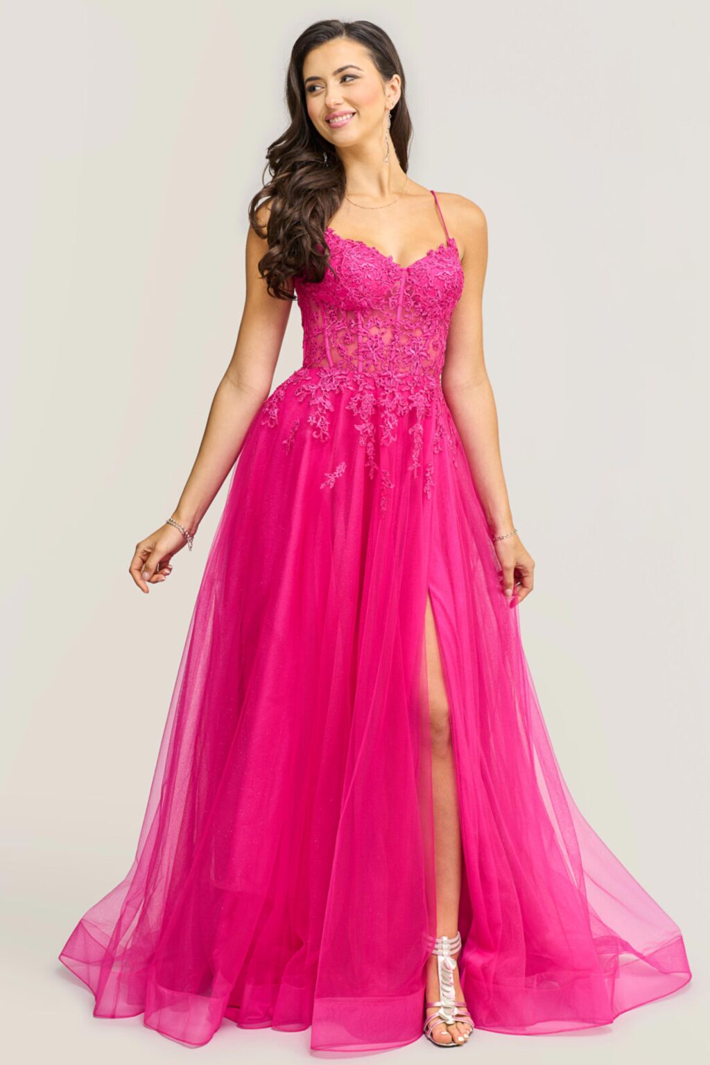 Full Length Dress With Full Tulle Skirt. S19919 - Image 2