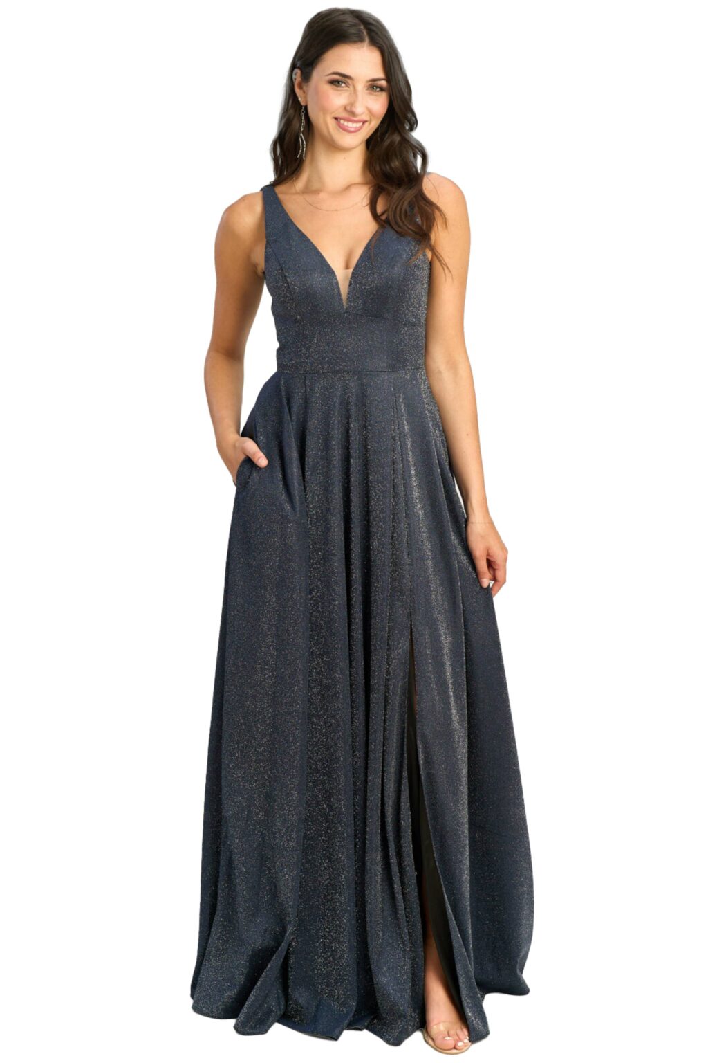 Full Length Dress With V Neck. M26990