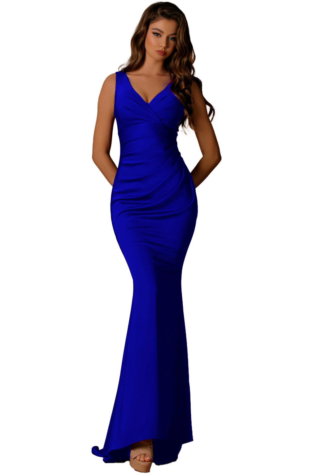 Full Length V Neck Dress. NBM8989