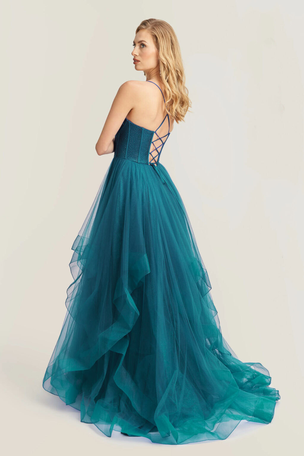 Full Length Dress With Waterfall Style Skirt. S19928 - Image 2