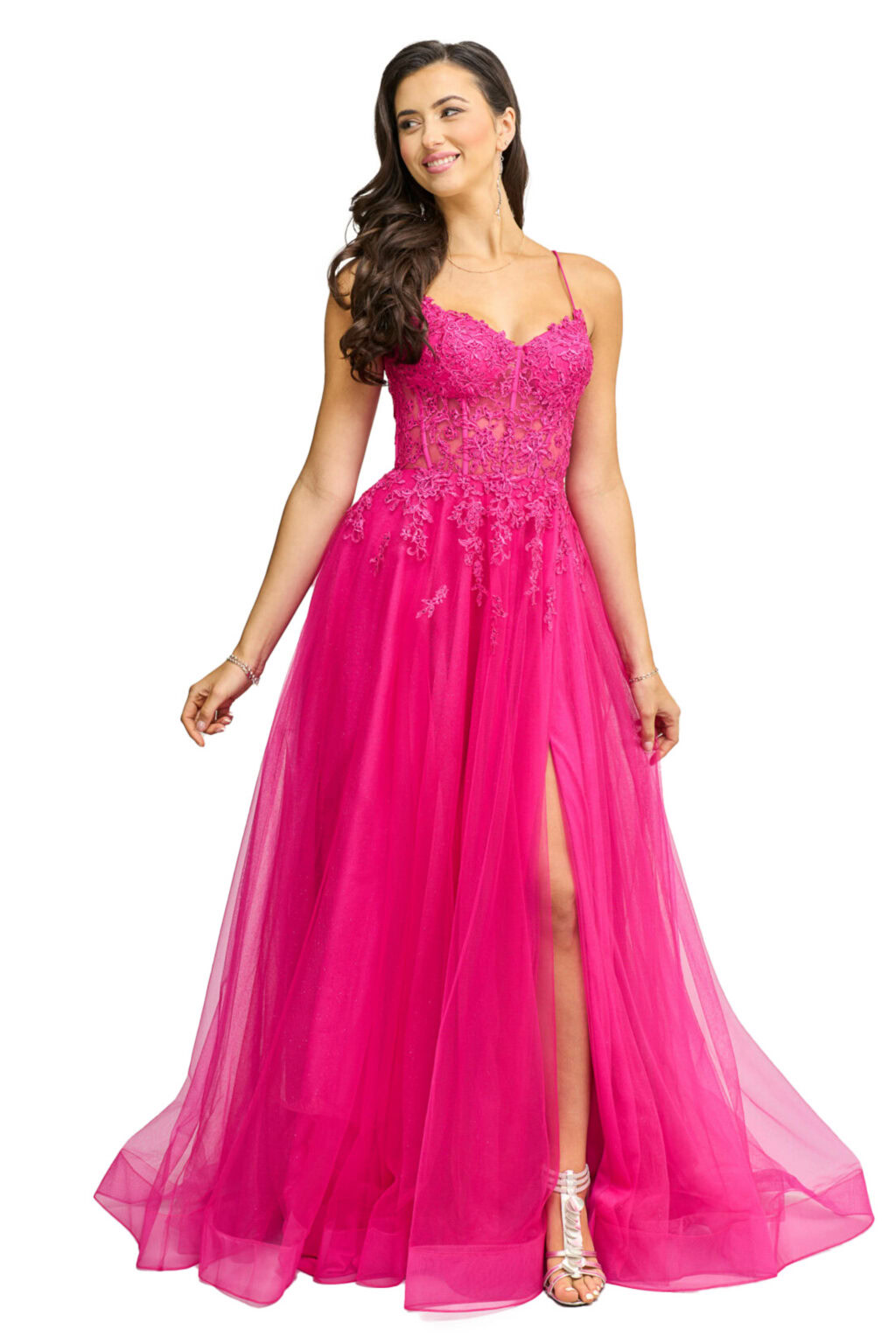 Full Length Dress With Full Tulle Skirt. S19919