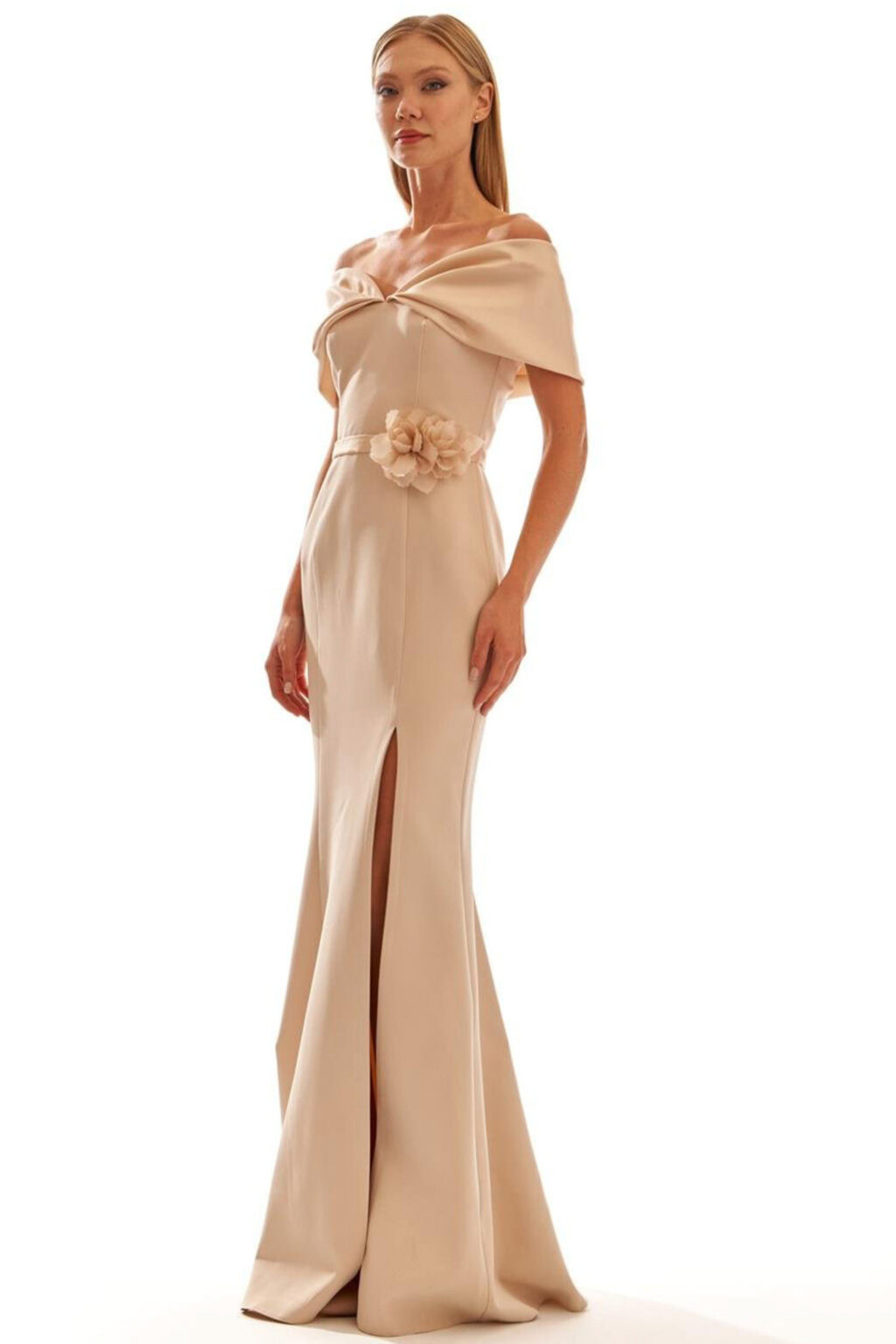 Full Length Bardot Style Dress. Luna - Image 2