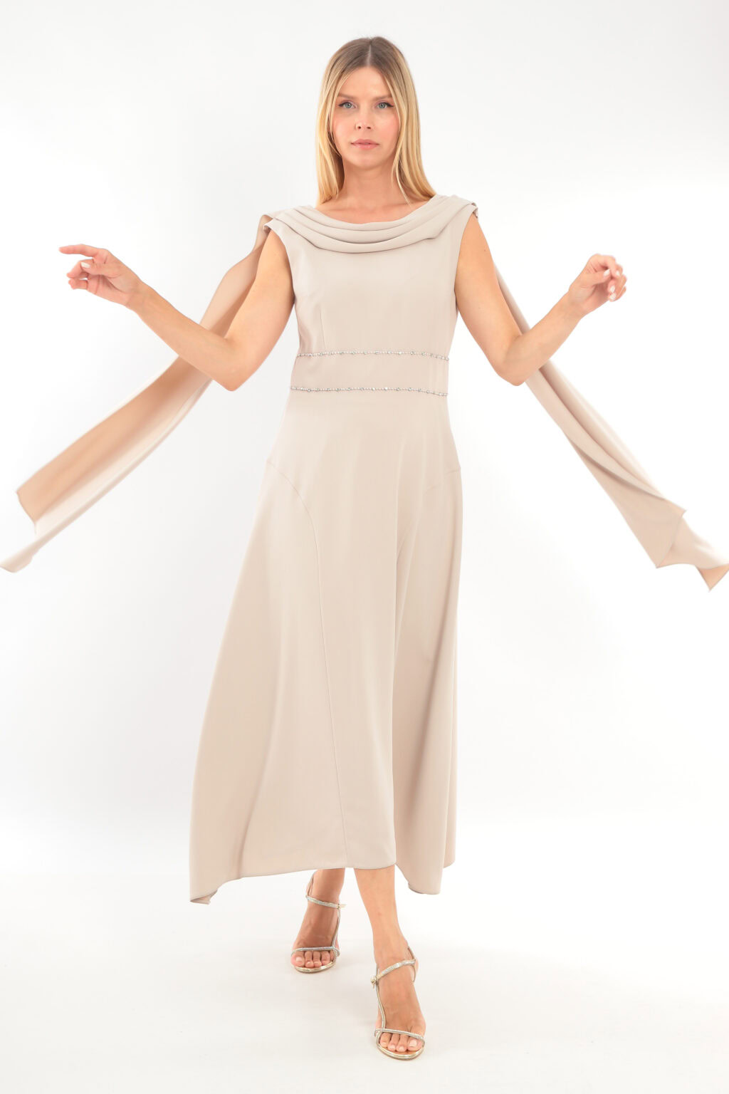 Mid Length Dress With Wide Collar. 2098 - Image 5