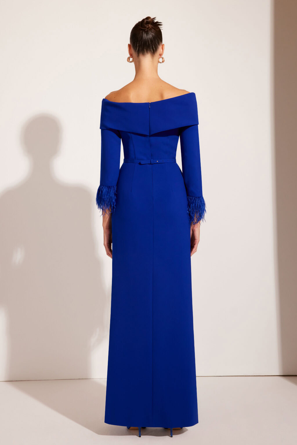 Full Length Fitted Dress With Bardot Neckline. 51505 - Image 4