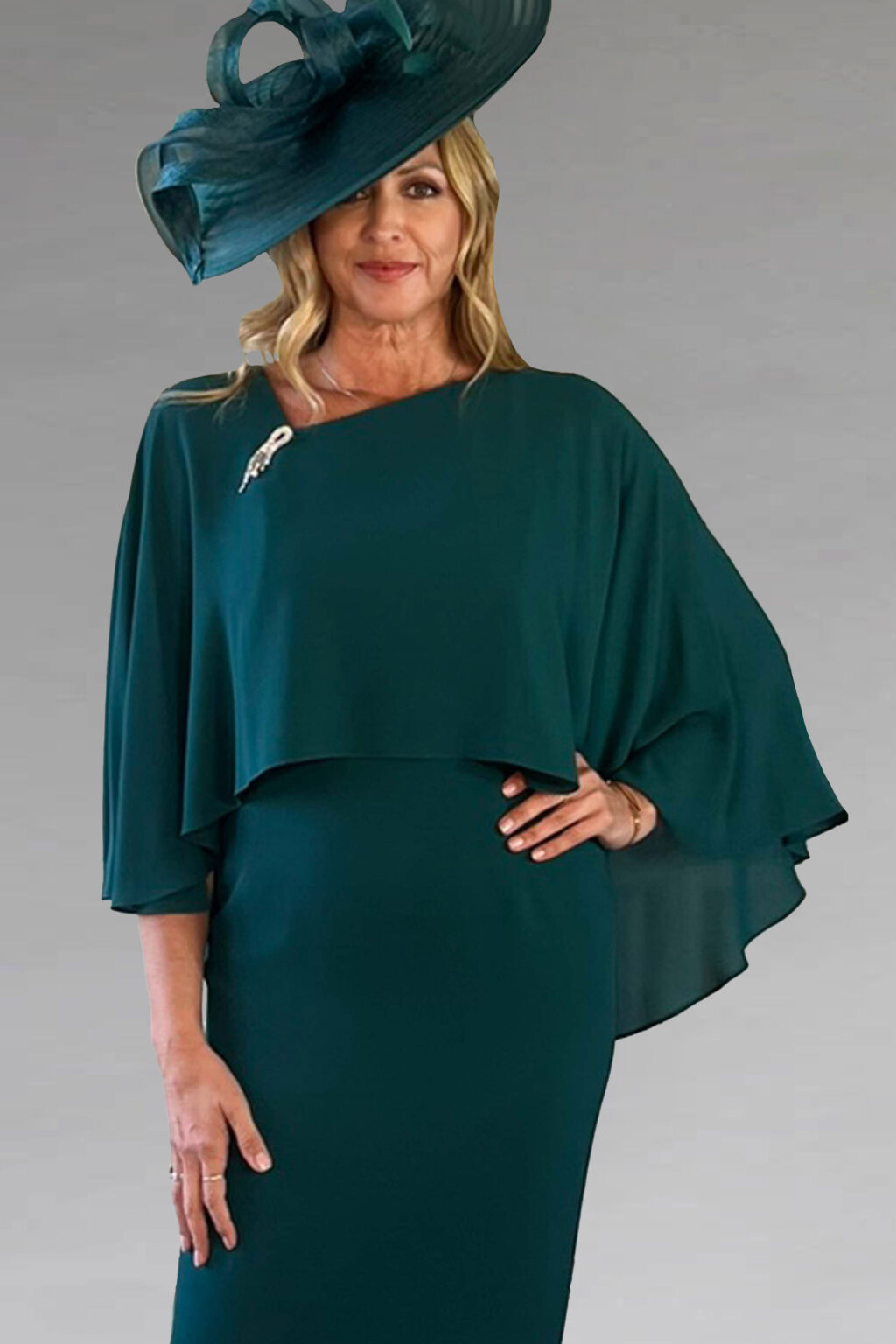 Short Fitted Dress With Chiffon Overlay. Claudia C Liset