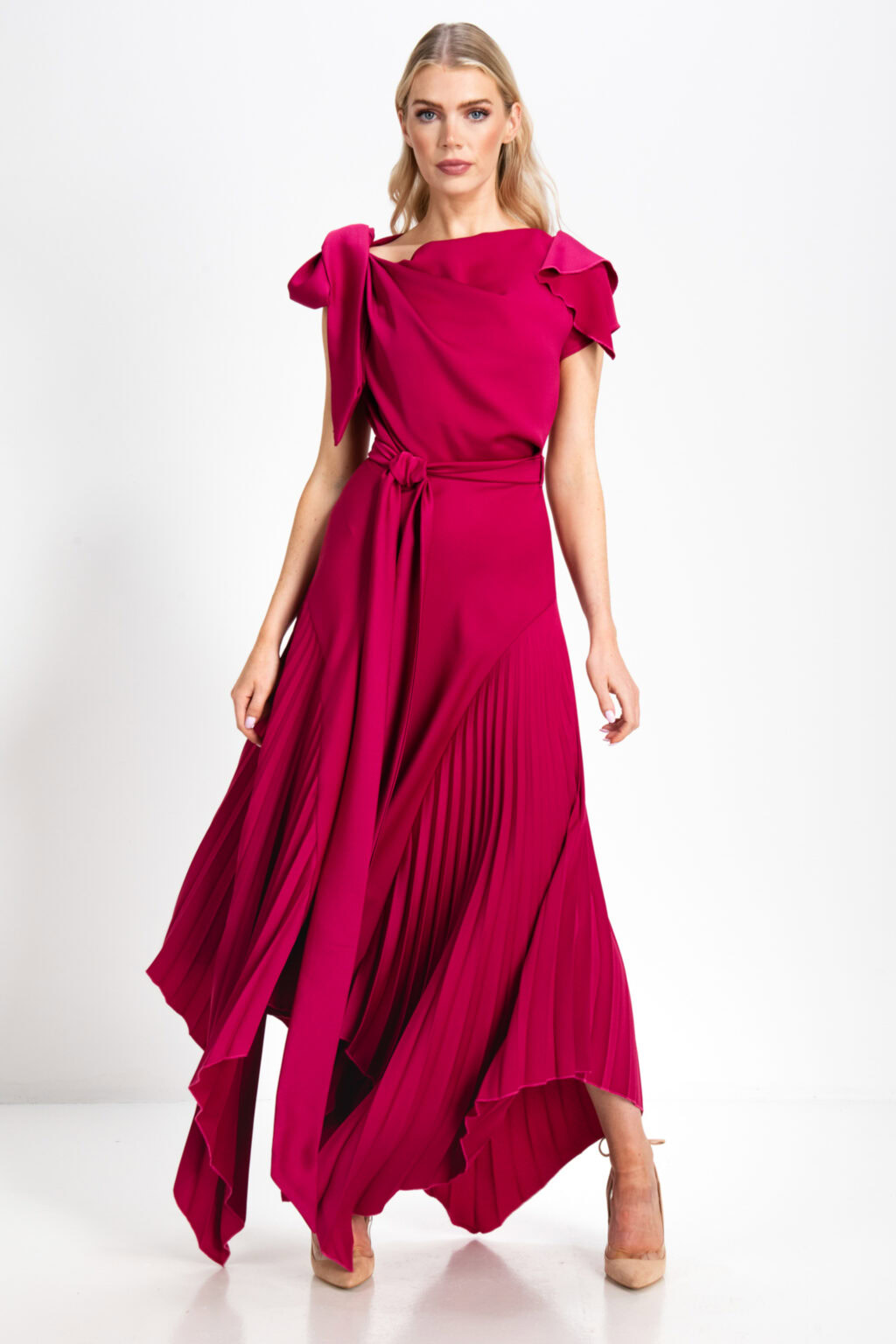 Draped Dress with Dramatic Hem Line. Emilia Pleat Knee. - Image 2
