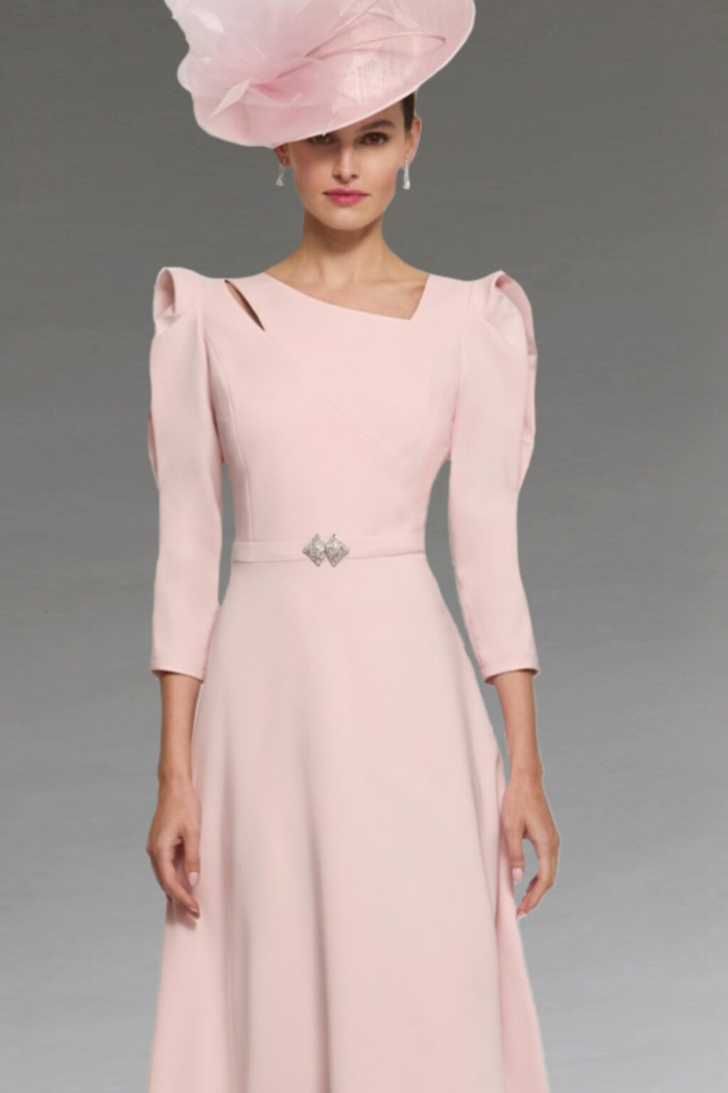 Full Skirt Dress With Cutout Neckline Detail. Albinon