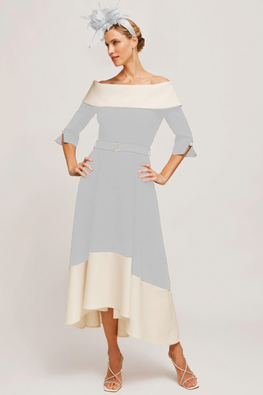Bardot Colour Block Dress with Full Skirt. Diana. - Image 2