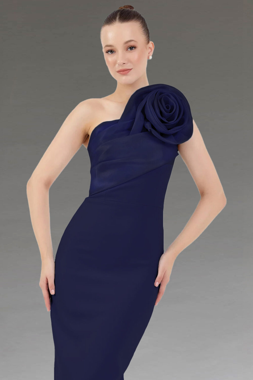 Full Length Dress With Large Statement Flower. Flora