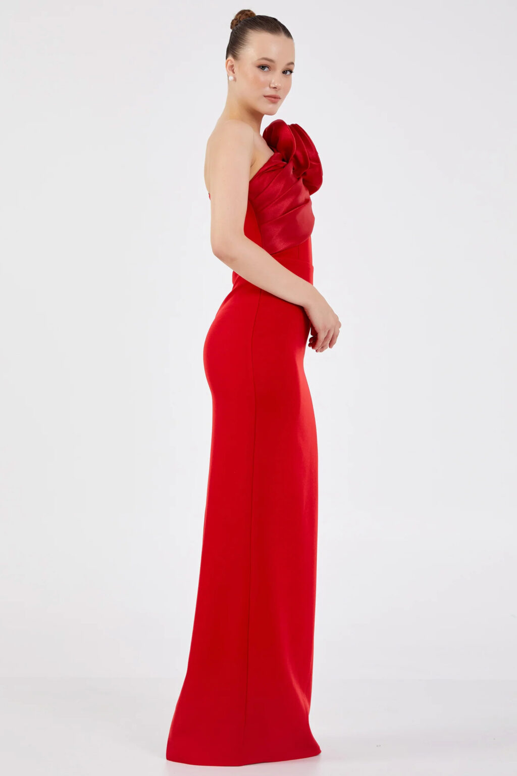 Full Length Dress With Asymmetric Neckline. Flora - Image 2