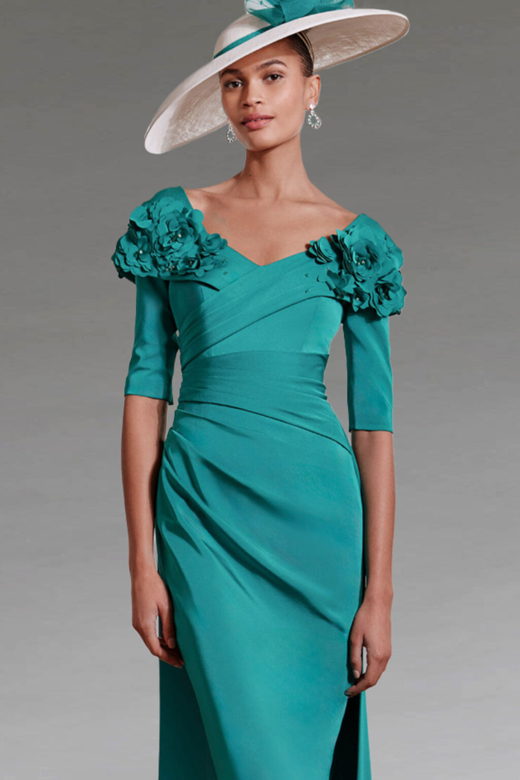 Bardot Fitted Dress with Overskirt. 29288B.